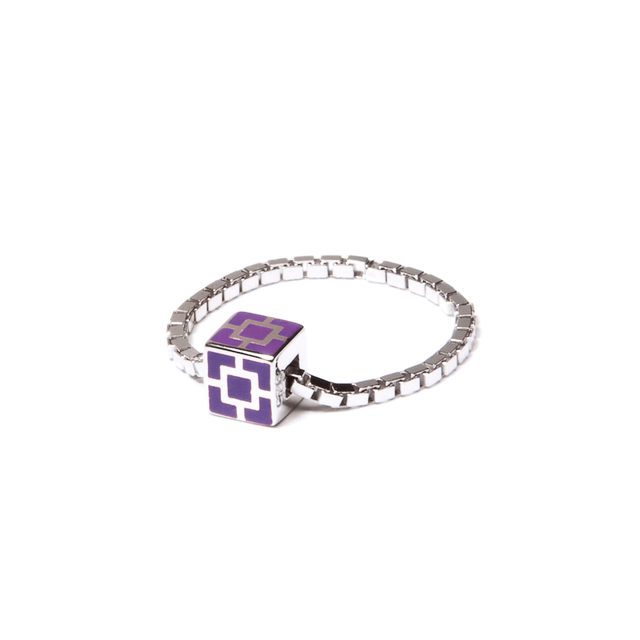 Bague chaîne argent play color violet - Ursul Paris