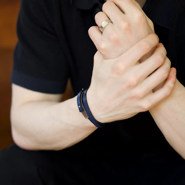 bracelet cuir bleu