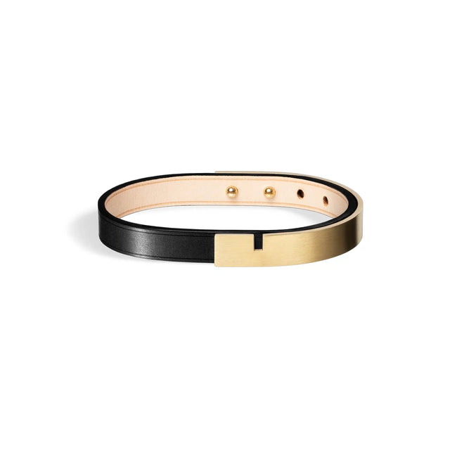 bracelet cuir homme noir or mat