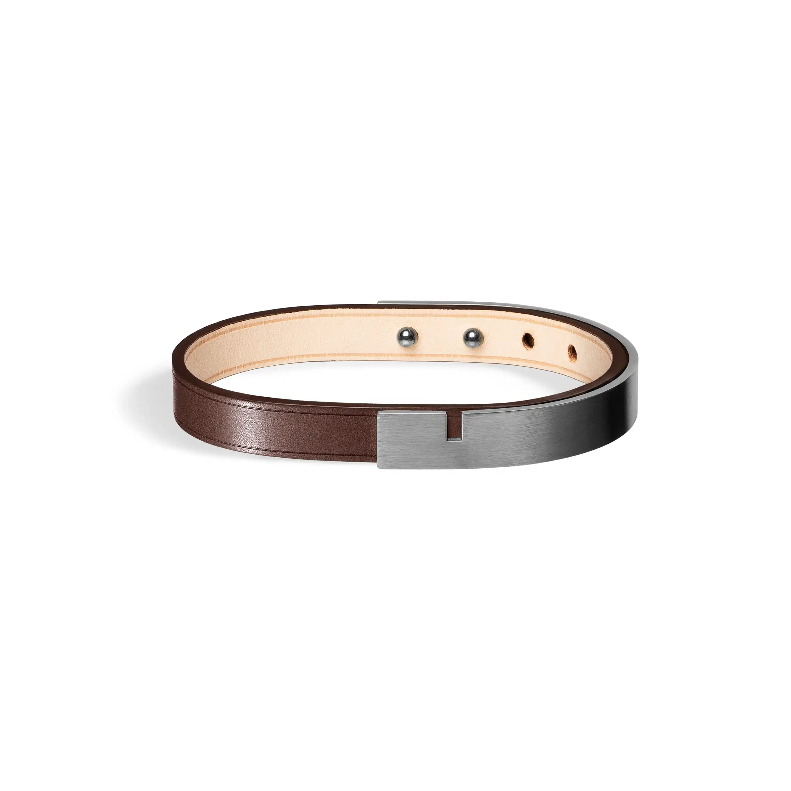 Brown leather bracelet U-TURN