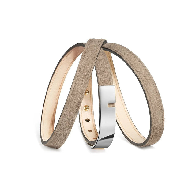 bracelet cuir sued argent