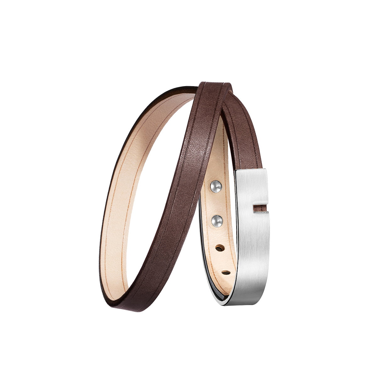 packshot bracelet homme marron double argent ursul