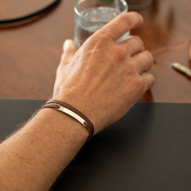 bracelet homme marron personnalisable gourmette poignet