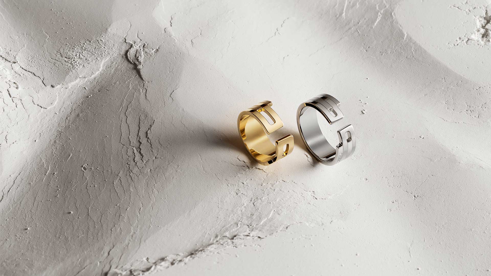 Duo de bagues Ursul en argent et or, symbole du lien et du couple