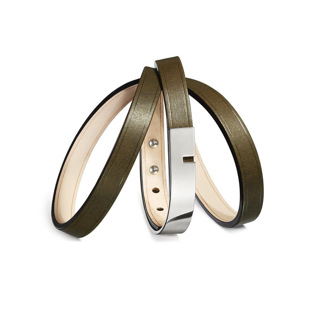 Bracelet cuir Femme, Bracelet Cuir Double Kaki | Ursul PARIS