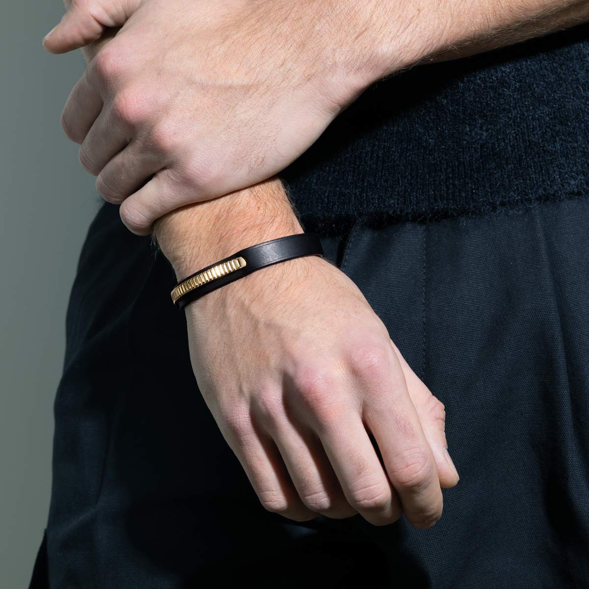 bracelet cuir homme or