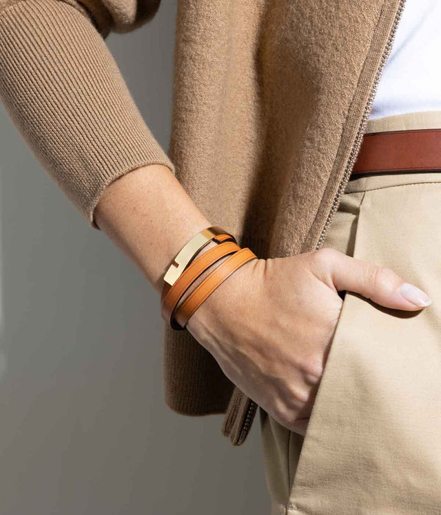 Camel leather bracelet | U-TURN  TRIPLE