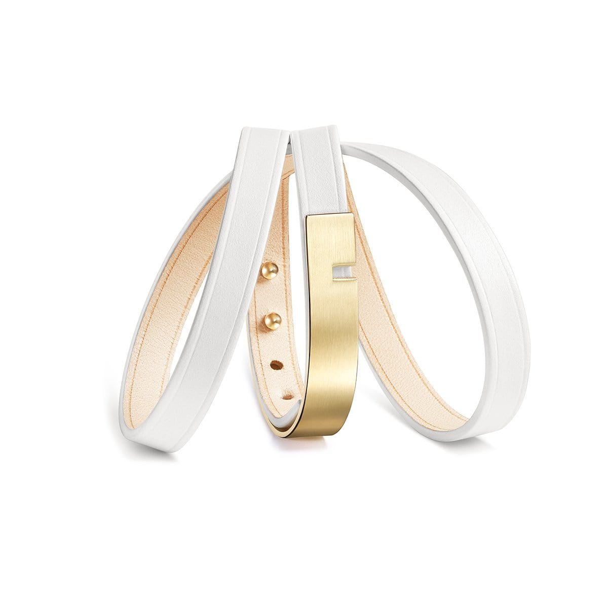 bracelet blanc en cuir et or