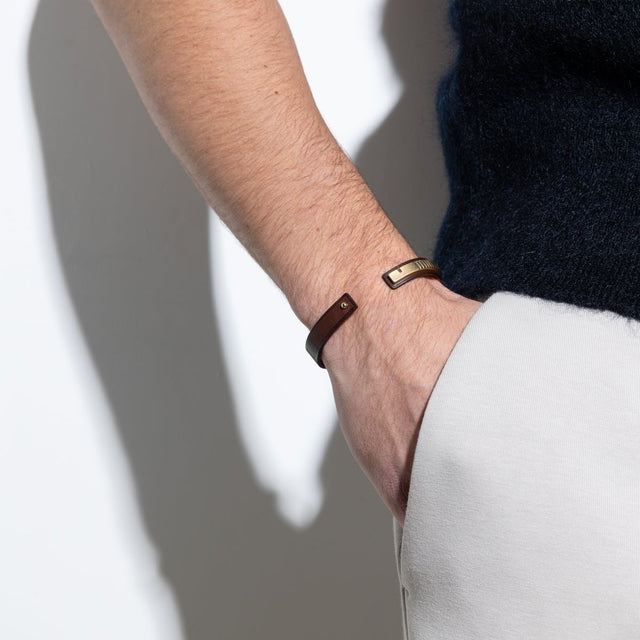 Brown leather bracelet for men | URAEUS
