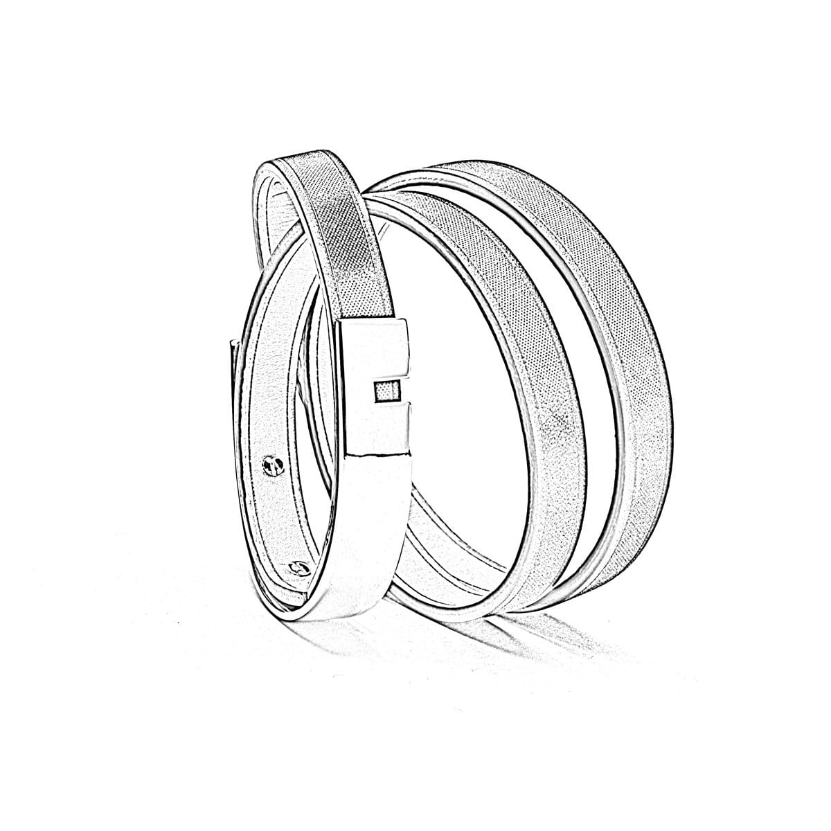 Interchangeable triple python leather strap for U'TURN bracelet.