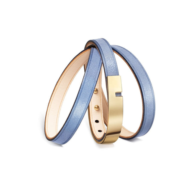 bracelet cuir irisé bleu ciel ursul femme