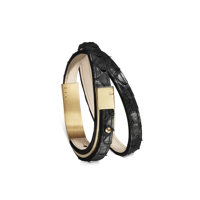 Bracelet cuir python noir U'ROCK