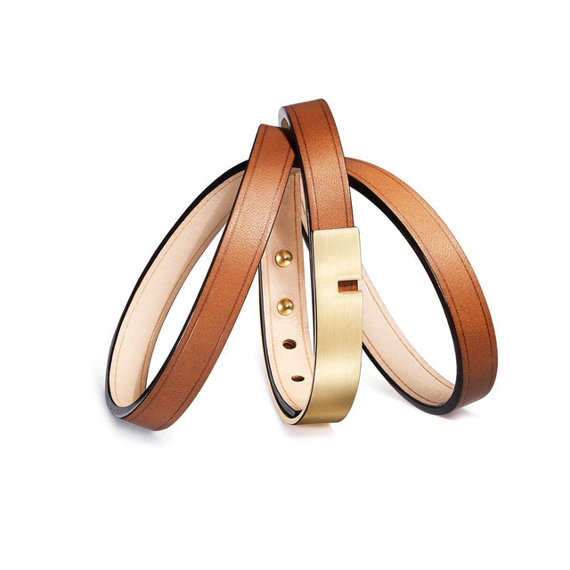 Bracelet cuir Camel triple tour or mat ursul