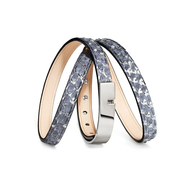 bracelet femme triple python gris