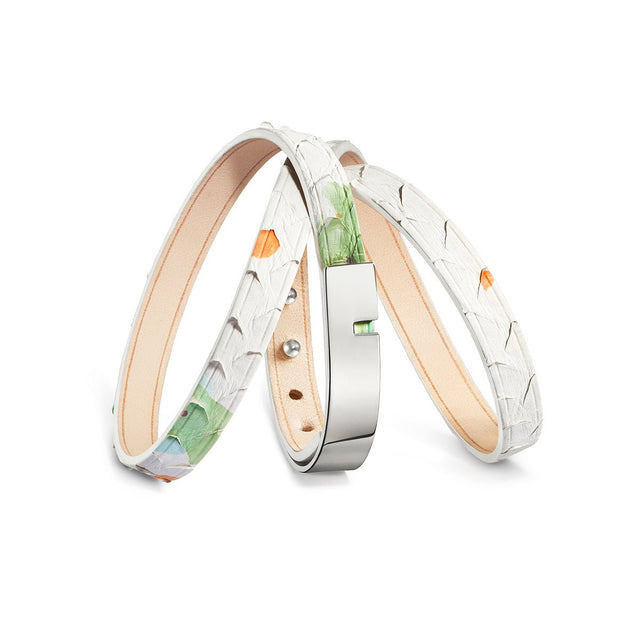 bracelet femme triple python blanc argent