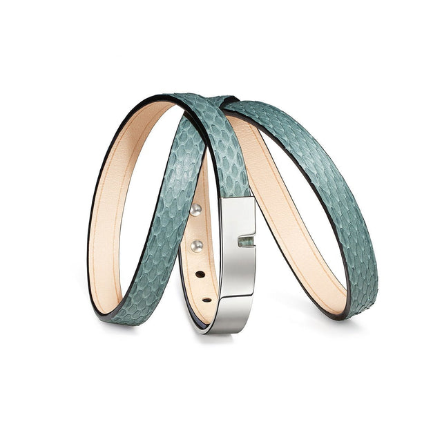 bracelet femme triple python vert