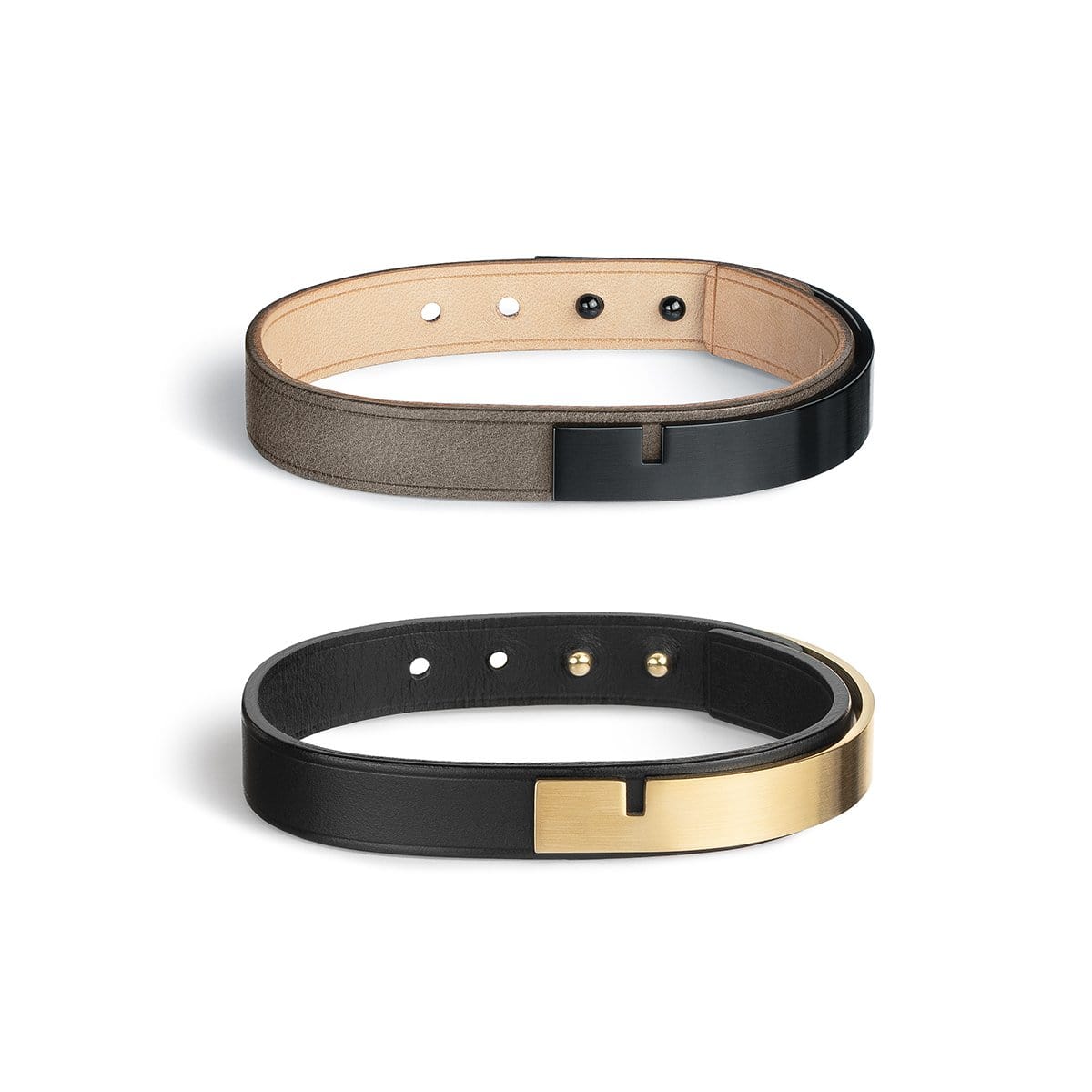 duo bracelet cuir noir et gris
