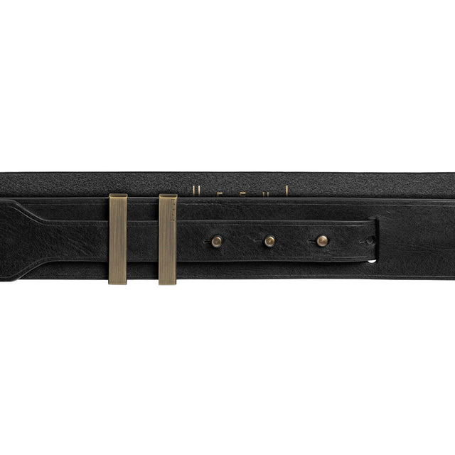 Aged black leather belt | SPARTAN.34