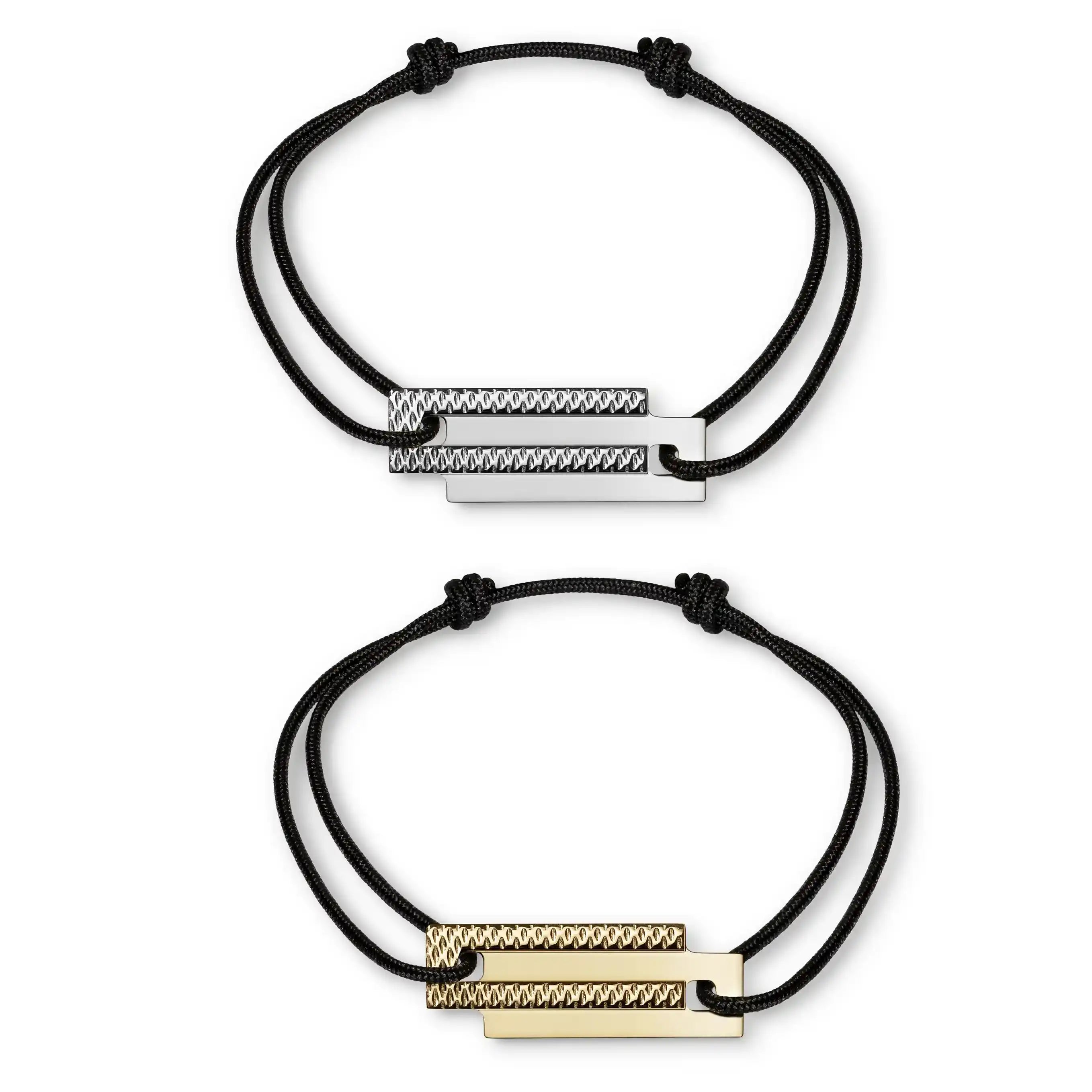 Bracelet cordon couple argent et or vermeil