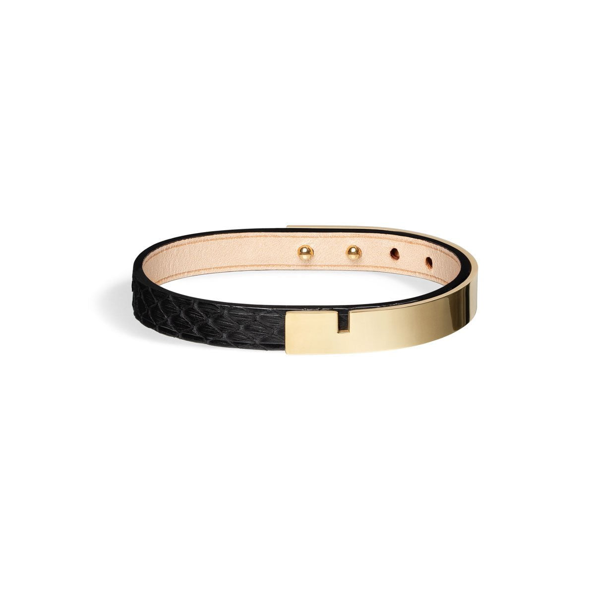 bracelet homme or mat python noir