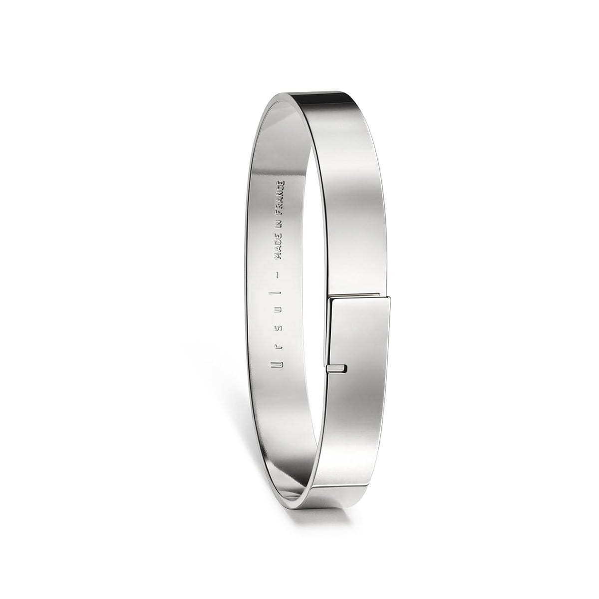 Vue de face d'un jonc saturne.9 argent poli pour homme