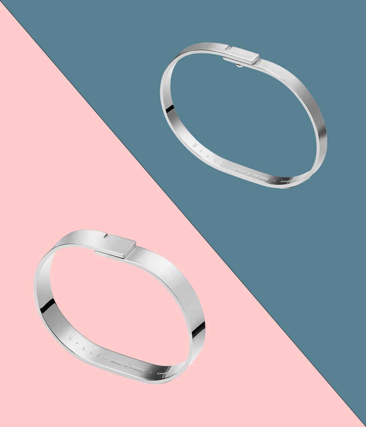 Duo couple bracelet jonc en argent 