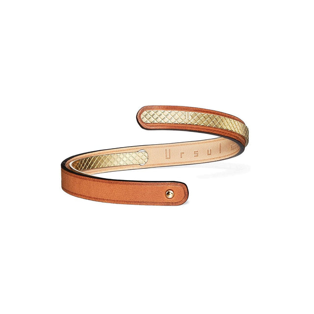 Louis Vuitton Tan w/Gold Hardware Leather Cuff Bracelet Size Small