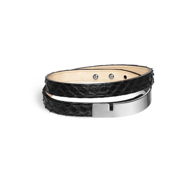 bracelet personnalisé python noir argent