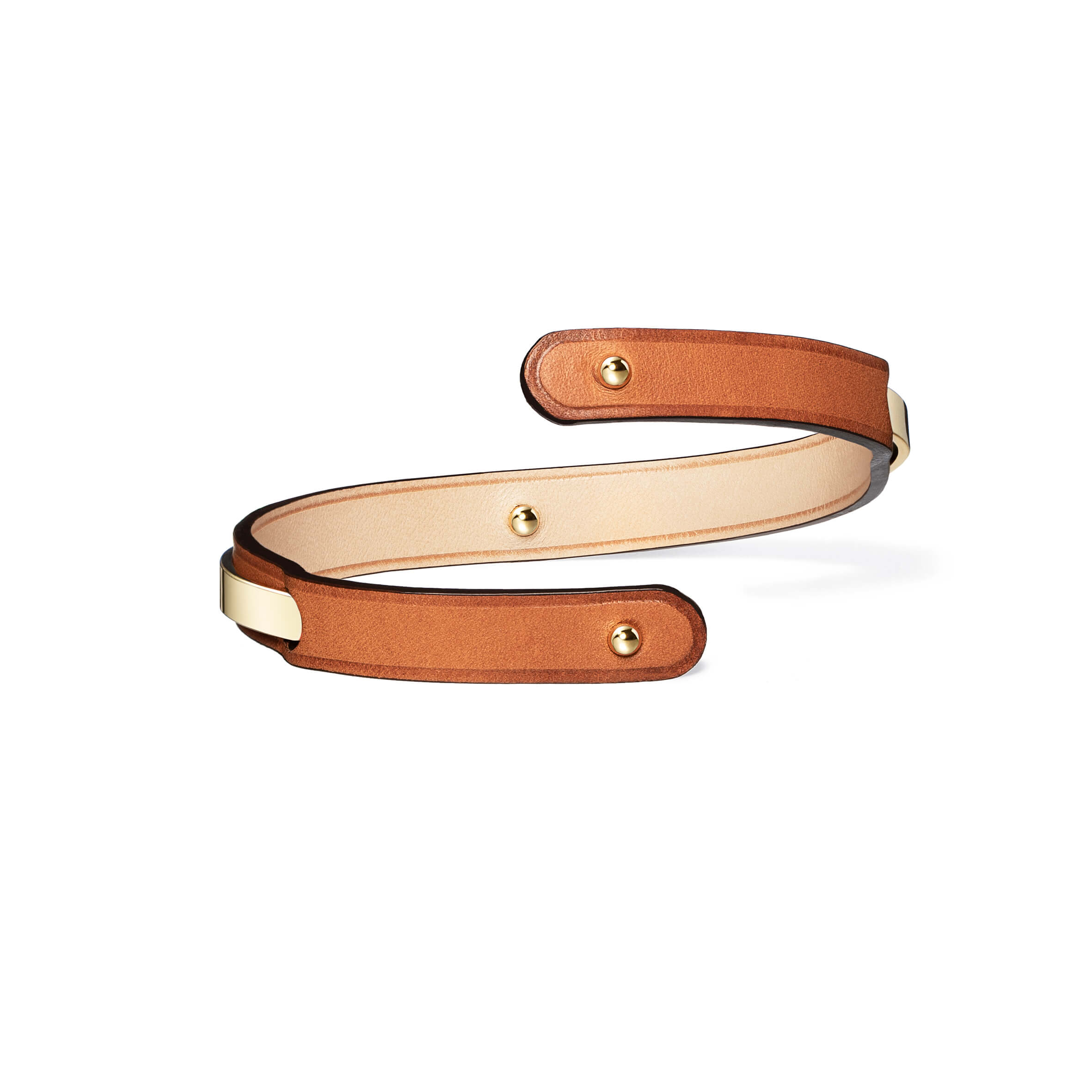 bracelet cuir camel et or uraeus