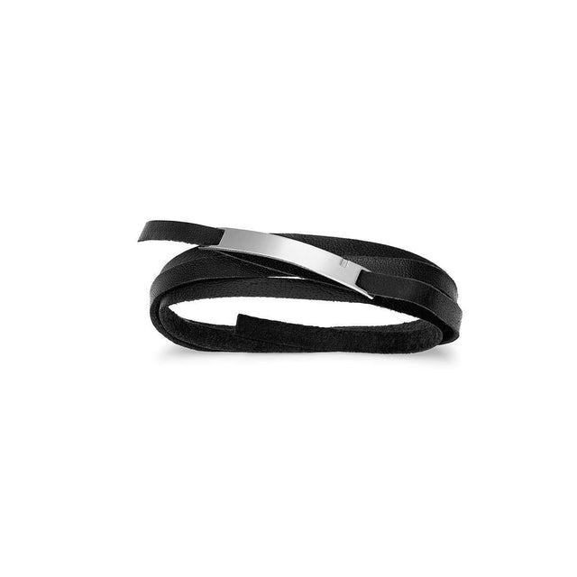 Personalized black leather bracelet, "ONLY U"