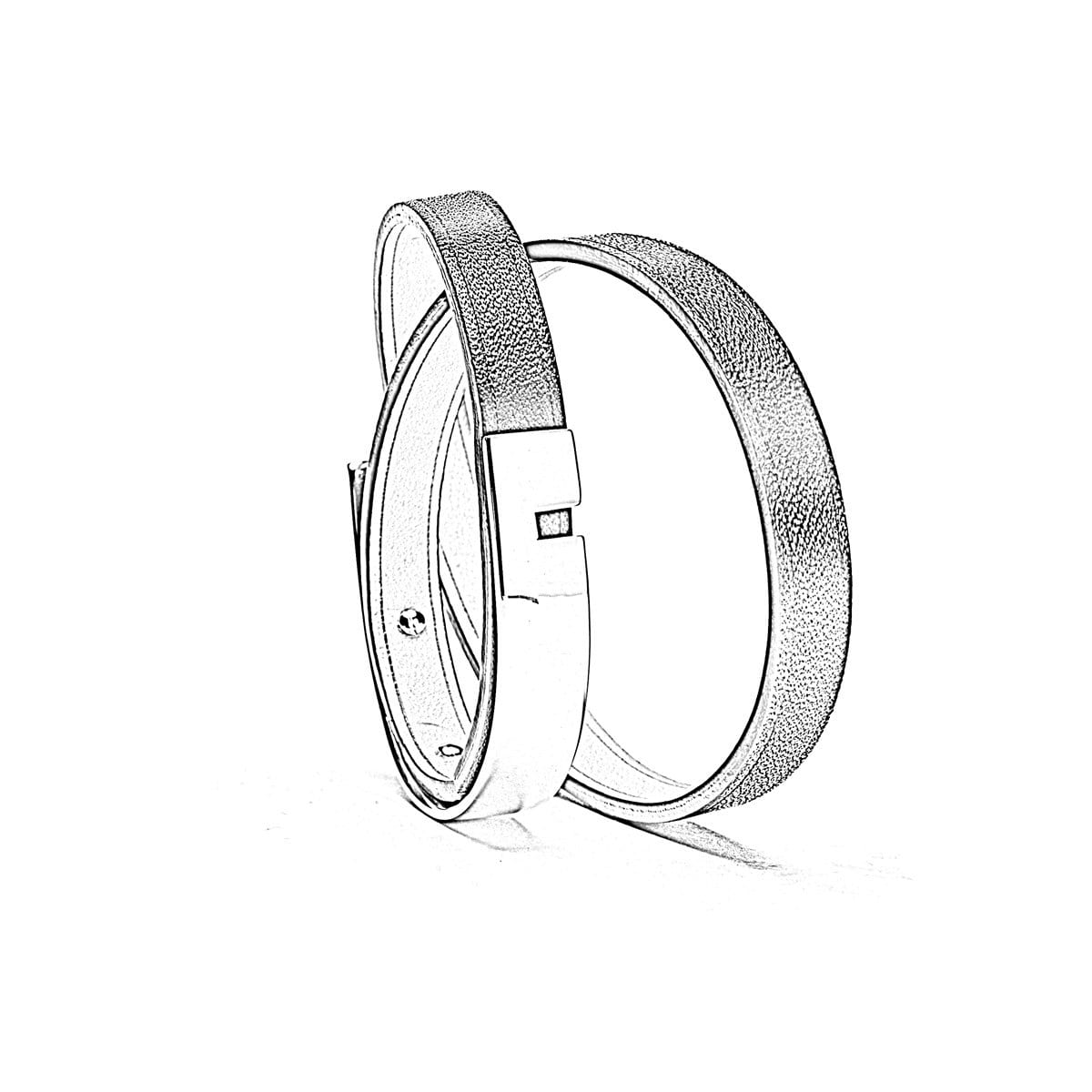 Interchangeable double wrap leather strap, U-TURN bracelet