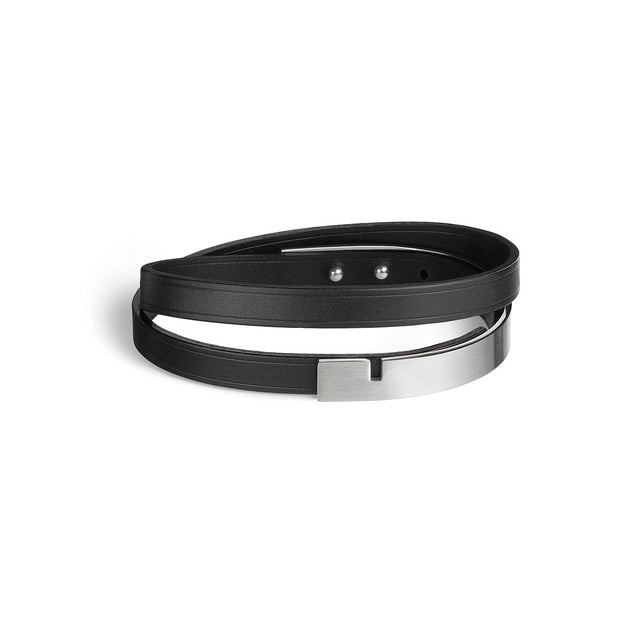 bracelet double tour noir argent