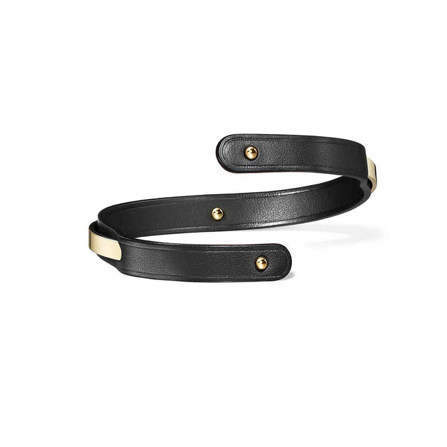 bracelet serpent or-cuir noir