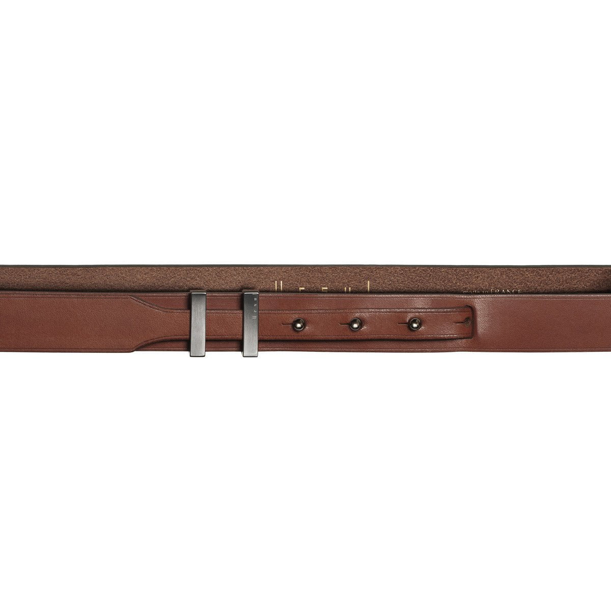 Ceinture fine marron avec boucle gun SPARTIATE.24