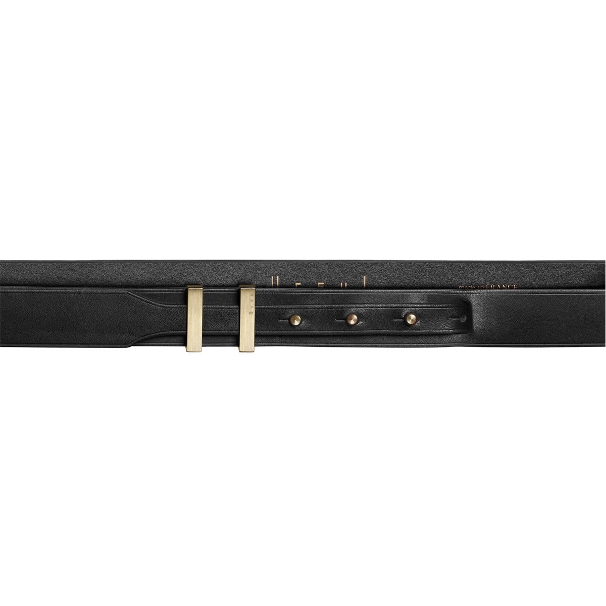 Ceinture homme fine en cuir noir avec boucle dorée SPARTIATE.24